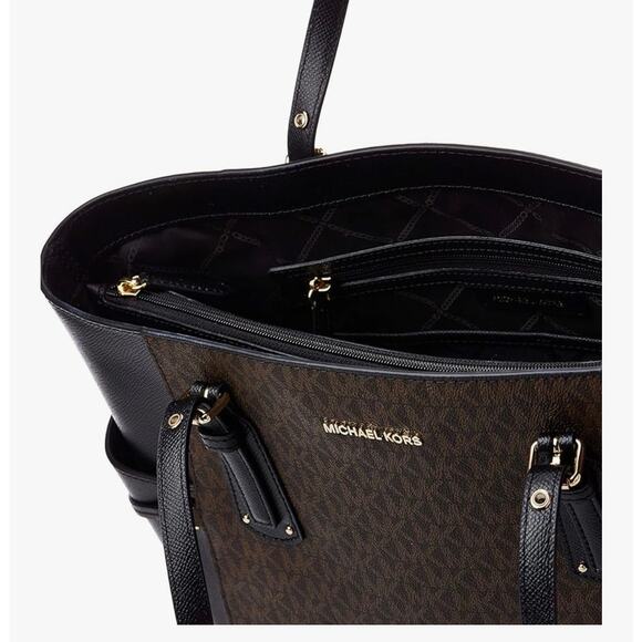 Michael Kors Voyager Brown/Black EW Tote 14.75 x 11 x 6.25” Style 30F8GV6T4B - Picture 5 of 6